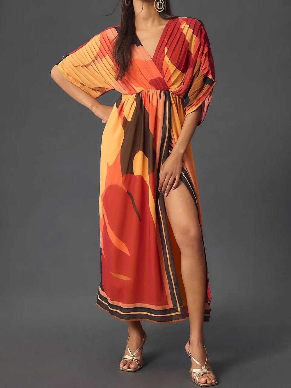 Farm Rio Short-Sleeve Wrap-Front Tropical Maxi Dress Extra Small Resortwear